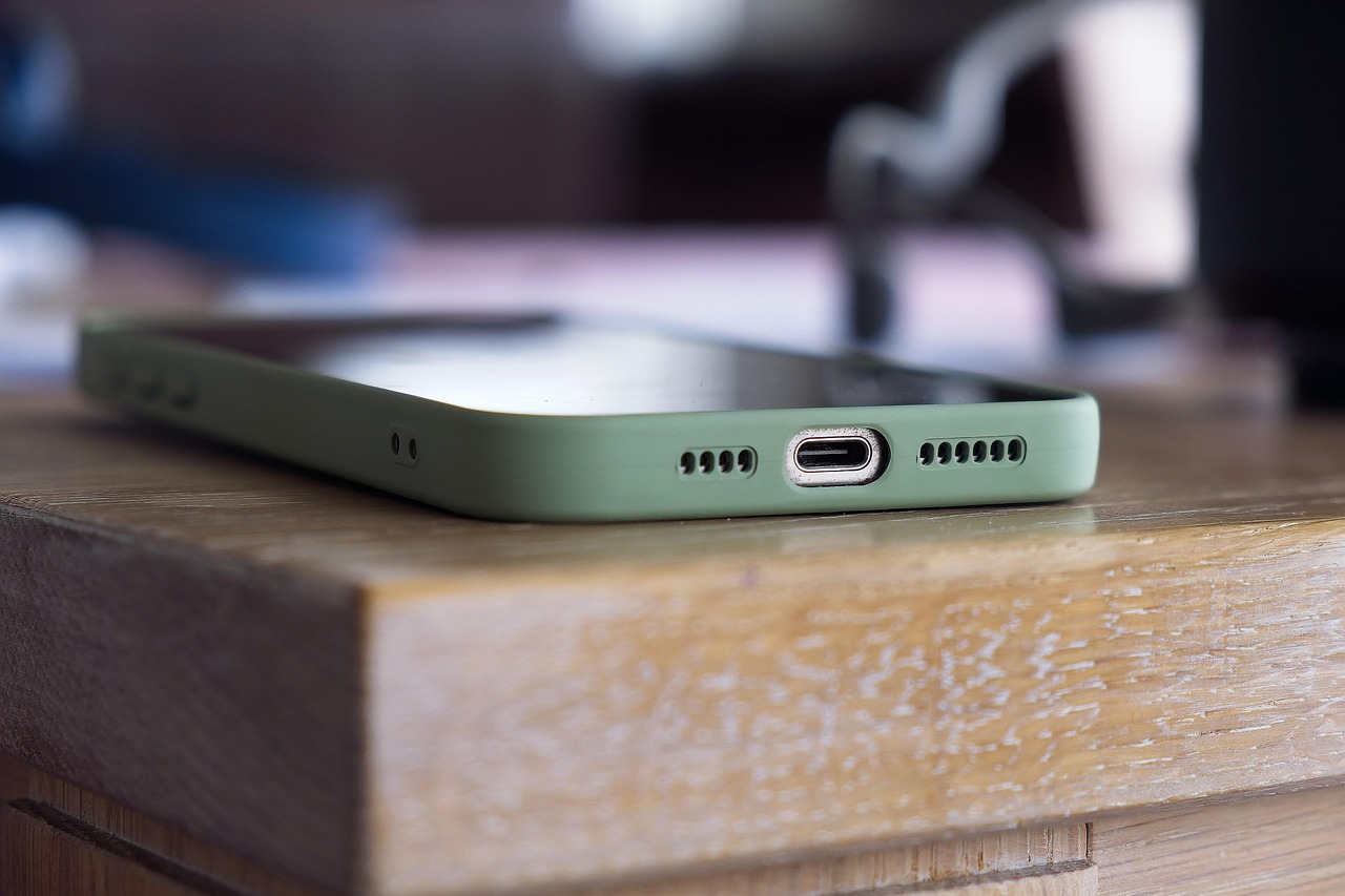 Phone charging on a desk downstairs